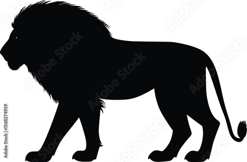 Majestic male lion vector silhouette: powerful, regal profile