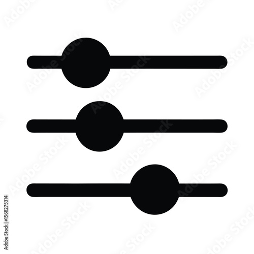 Three horizontal sliders adjustment control panel silhouette vector illustration