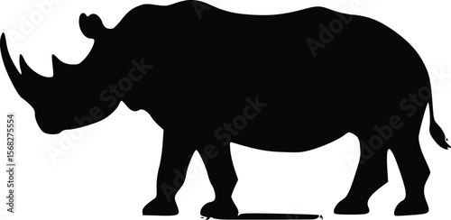 Serene Rhino Silhouette: Elegant Vector Illustration for Design