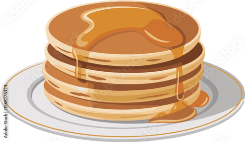 Vibrant stack of pancakes with colorful toppings and syrup drizzle
