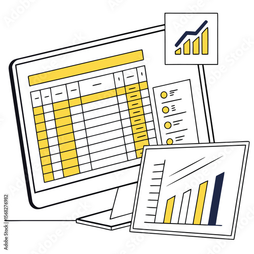  Editable Excel Spreadsheet Mockup – Financial Data Vector with Yellow Highlights
Adobe Illustrator Artwork