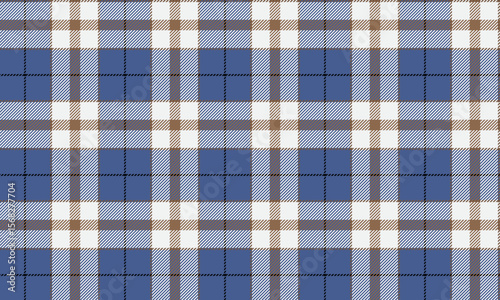Seamless plaid pattern, blue, white, brown, simple and elegant design, suitable for designing clothes, skirts, blankets, pillowcases or home decorations.