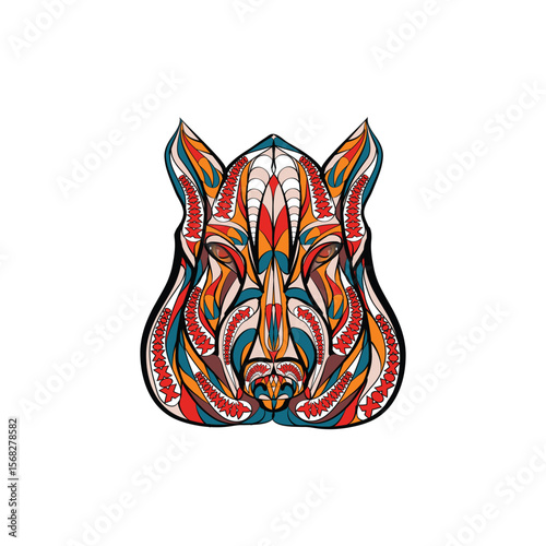 Ethnic Boar Vector Illustration Tribal Wild Pig Design on White Background