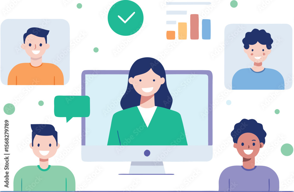 Fototapeta premium Online meeting team collaboration video conference communication