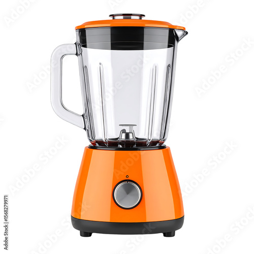 Orange Smoothie Blender with Glass Jar on Transparent Background Kitchen Appliance