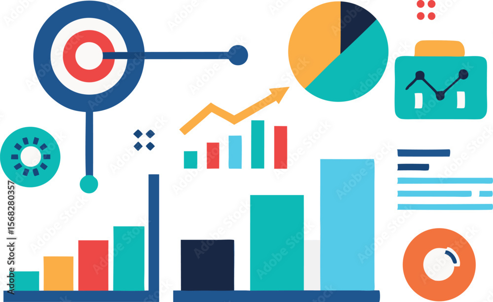 Obraz premium Business analytics data visualization charts graphs marketing strategy