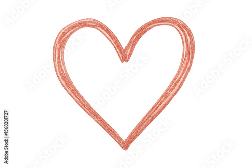 A red heart doodle outline, hand-drawn with artistic flair, ideal for expressing love, romance, and heartfelt sentiments isolated on transparent background