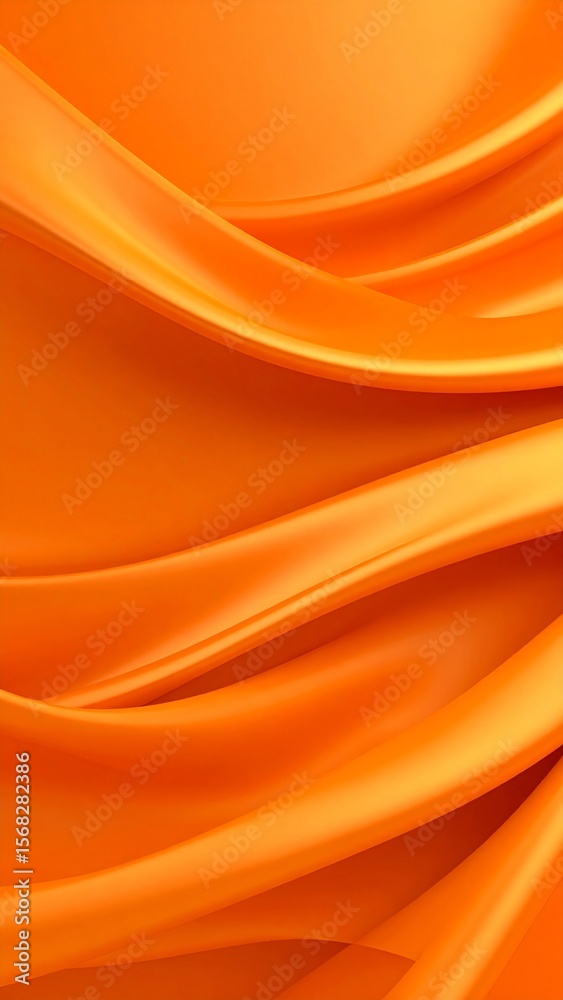 Fototapeta premium Abstract orange waves smooth silk fabric background texture