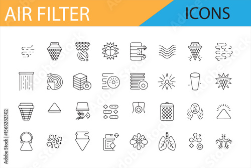 Set of Air Purifier Icons for Environmental Protection and Health Design