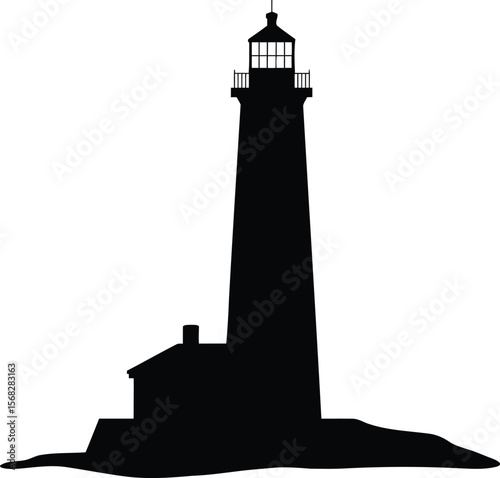 Lighthouse silhouette for maritime navigation, safety, and leadership guidance.