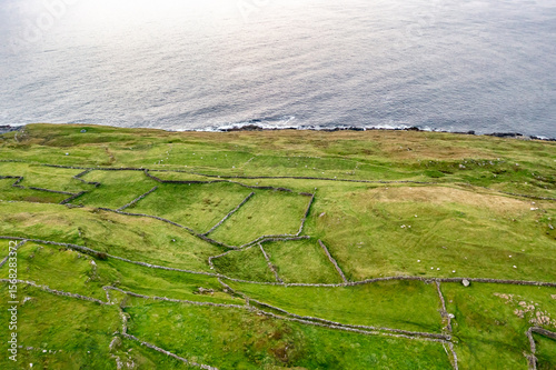 Aerial view of Dunmore Head by Portnoo in County Donegal, Ireland.