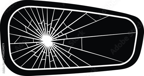 Vector icon of a shattered car mirror or cracked phone screen showing damage from an accident.