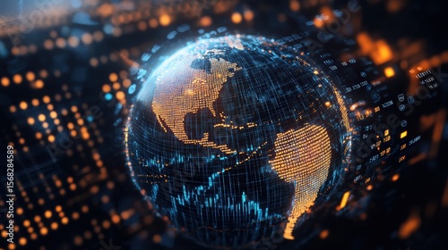 High Tech Digital Globe with Network Data Connectivity Visual in a Futuristic Data Network Scene