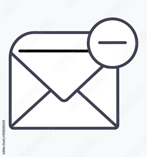 Simple line art icon of an envelope with a minus symbol indicating deletion or removal of email or message