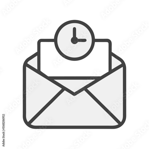 Email notification icon with a clock symbol indicating time sensitive communication or scheduled delivery of messages