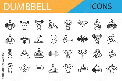 Dumbbell and Weightlifting Icons for Gym and Fitness Design