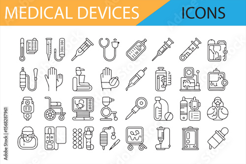 Simple Line Art Medical Icons for Hospitals, Clinics, and Healthcare Designs