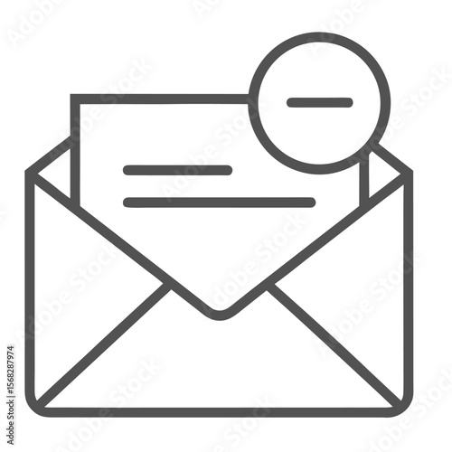 Email management icon symbolizing the removal or deletion of a message from an inbox indicating a negative action or cancellation