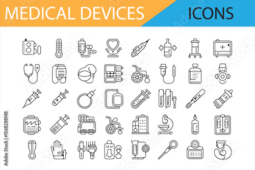 Medical Instruments and Equipment Icons for Healthcare Projects


