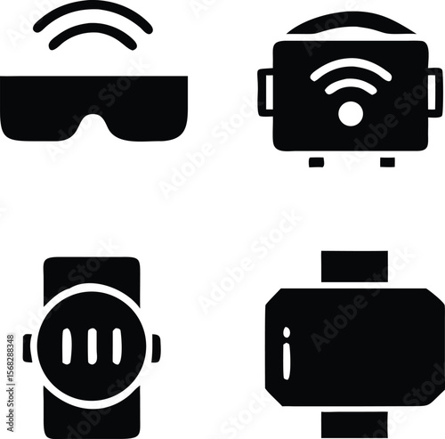 Smart technology icons including smartwatch and smart tv