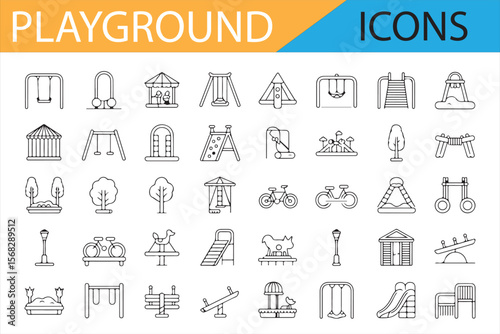 Outdoor Playground Icon Collection for Adventure and Fun Projects