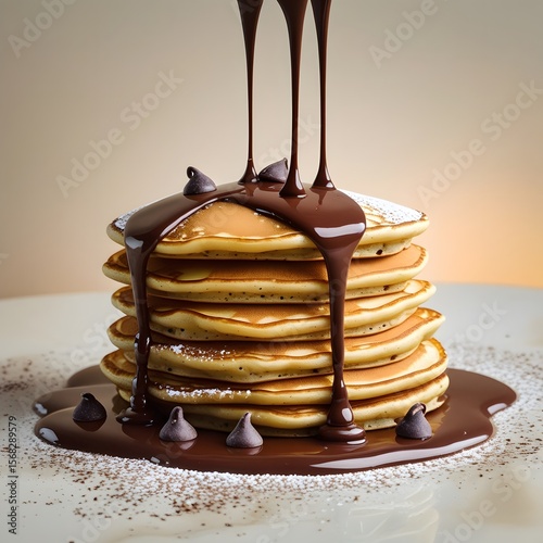 Wallpaper Mural pancakes with chocolate and honey Torontodigital.ca