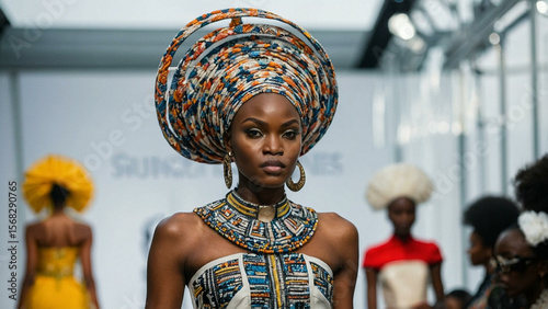 Futuristic African Fashion Show in a Vibrant City