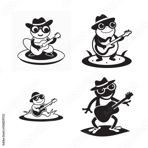 frog wearing sunglasses and a hat