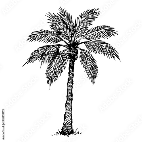 Palm Tree Sketch: A meticulously crafted sketch of a tropical palm tree, its elegant fronds and textured trunk conveying a sense of natural beauty and serenity. 