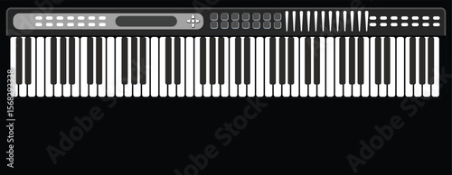 Electronic piano keyboard showing black and white keys