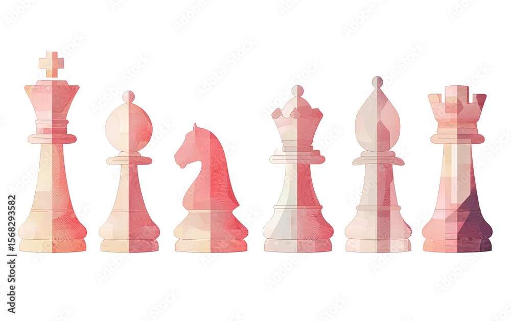 Fototapeta premium Row of stylized chess pieces