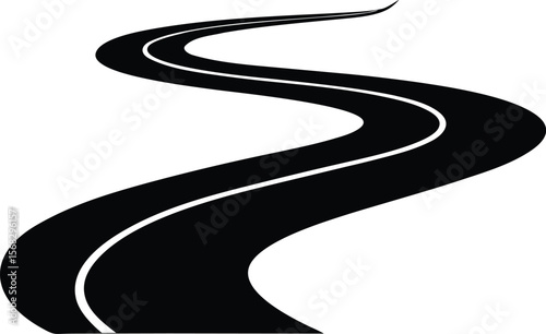 simple curvy road shape for gps navigation and driving apps