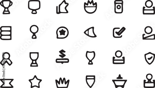 Iconic Achievements: A collection of simple, hand-drawn icons representing a variety of accomplishments.