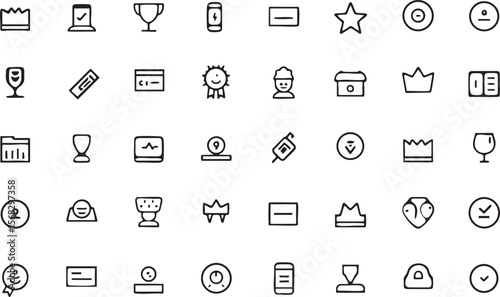 Icon Set: A comprehensive collection of meticulously crafted icons, ideal for design projects. This image includes icons that represent success, award, user and much more. 
