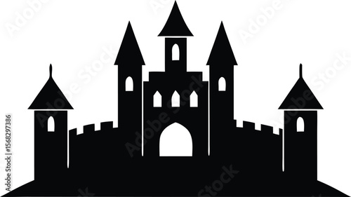flat simple castle outline for architecture and history themes