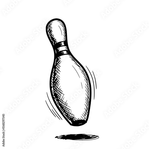 Bowling Pin Strike: A dynamic sketch captures the essence of a bowling pin, frozen in mid-strike as it hurtles toward the lane, ready to scatter. 
