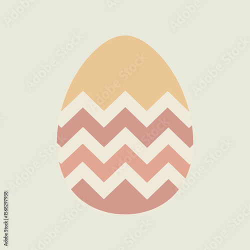 Decorative Easter egg with chevron patterns, pastel colors, minimalist design