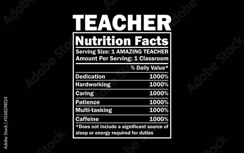 Teacher Nutrition Facts t-shirt quotes svg design
