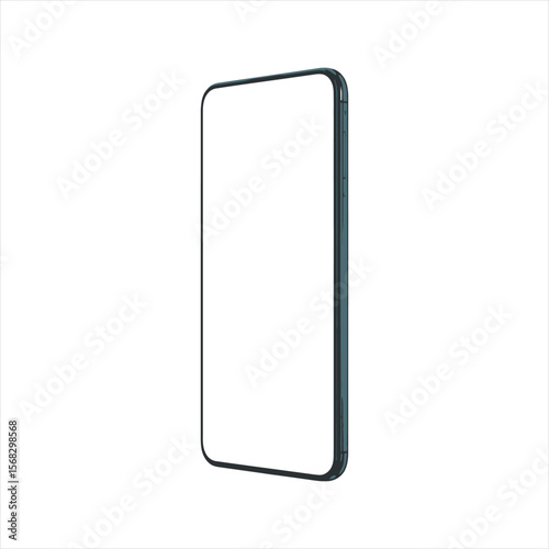 Front side view photo of black smartphone or mobile phone without background template for mockup