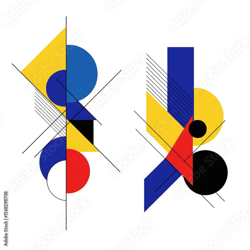 Abstract Geometric Shapes Bold Colors and Modern Design Elements