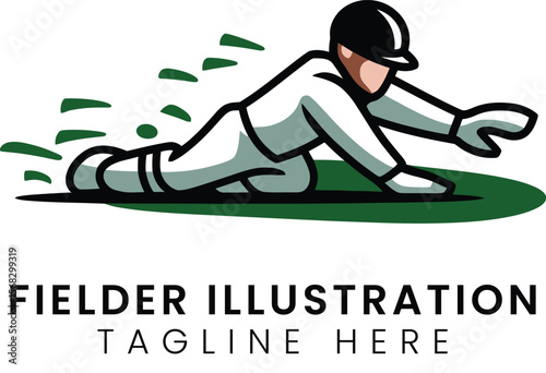 Dynamic Cricket Fielder Illustration for Logos  Branding