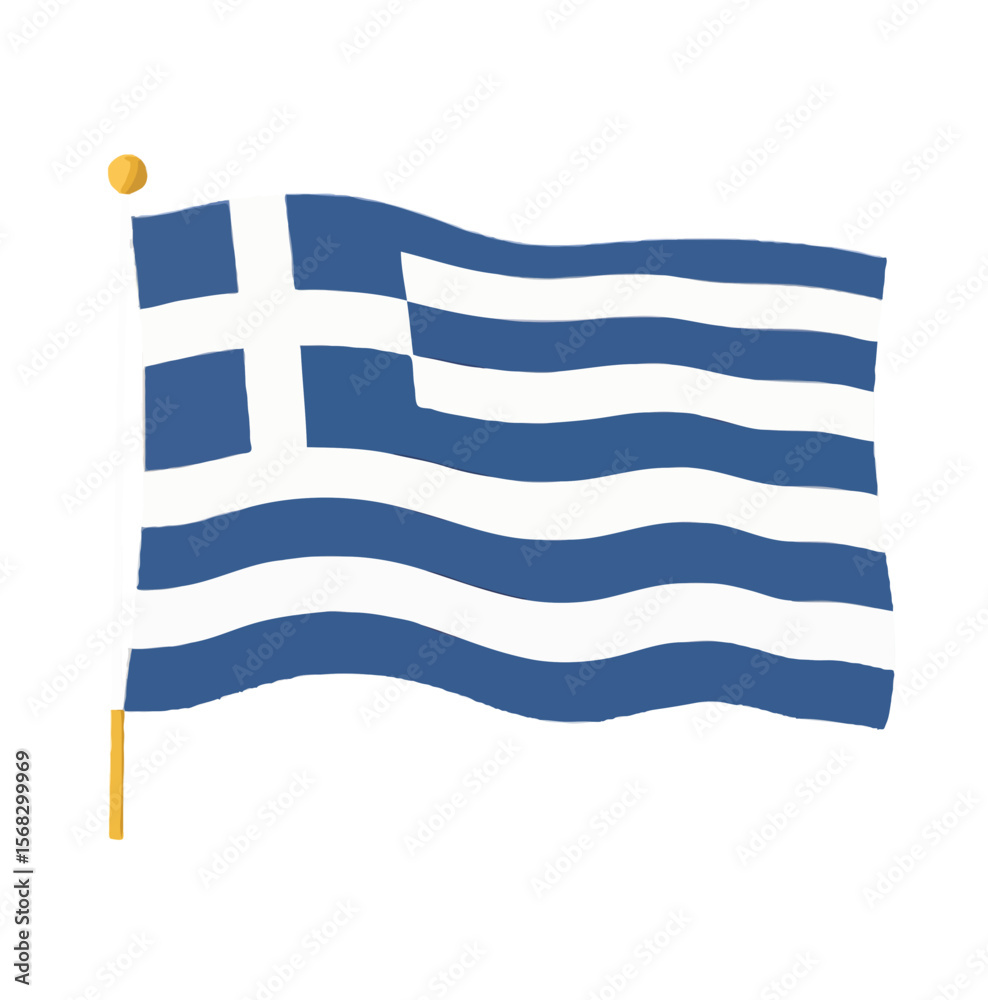 Obraz premium Simplified, Cartoon Themed Greek Flag