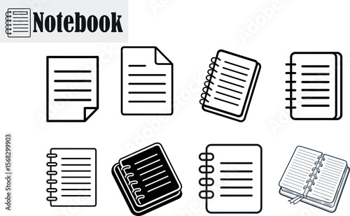 Notebook Icons Spiral, Lined Paper, and Document Designs