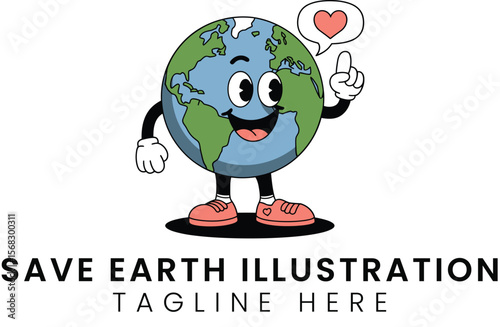 Happy Earth Cartoon Planet Illustration for Environmental Campaigns