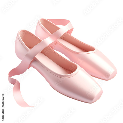 Pastel Pink Ballet Slipper Icon with Smooth Curves and Graceful Ribbon Isolated on Transparent