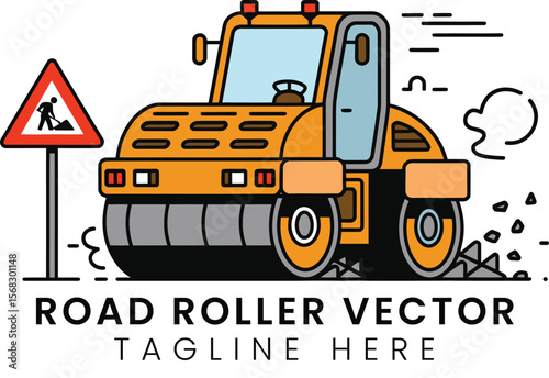 Road Roller Illustration for Construction  Engineering Projects