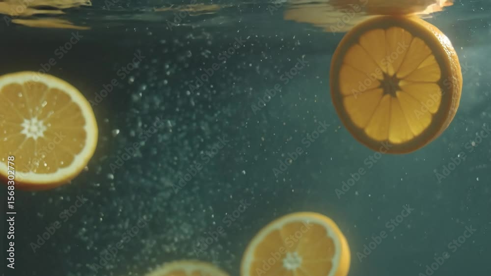 slice of orange and lemon and water