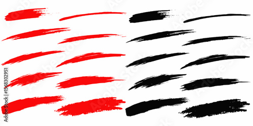 Calligraphy ink strokes set, expressive and dynamic, textured brush edges in black on white Grunge Brush Stroke Overlay Set on Transparent Background