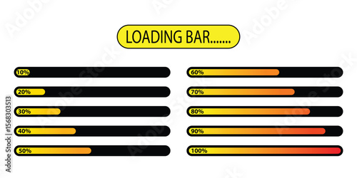 progress bar illustration highlighting percentage completion from 0% to 100%. A clear visual representation for activity monitoring and goals achievement tracking.