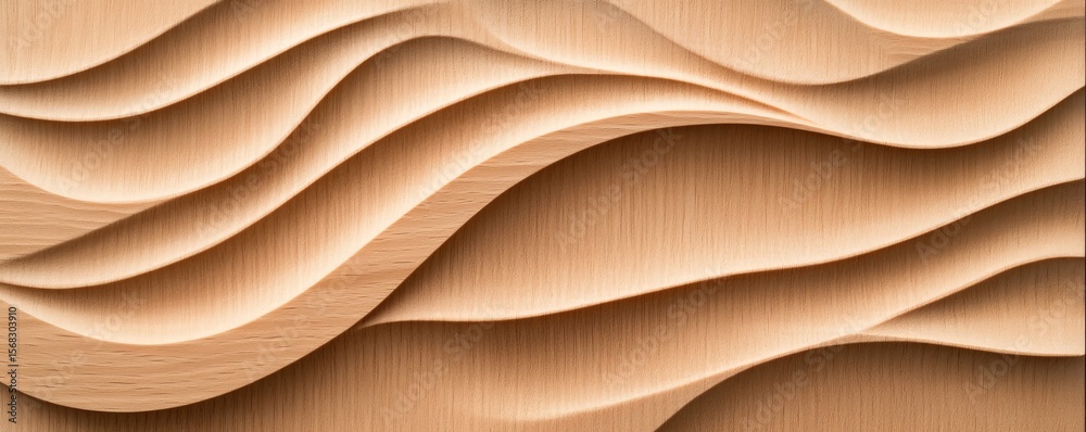 Obraz premium Carved Wood Waves Abstract Texture Design, Woodworking , Background